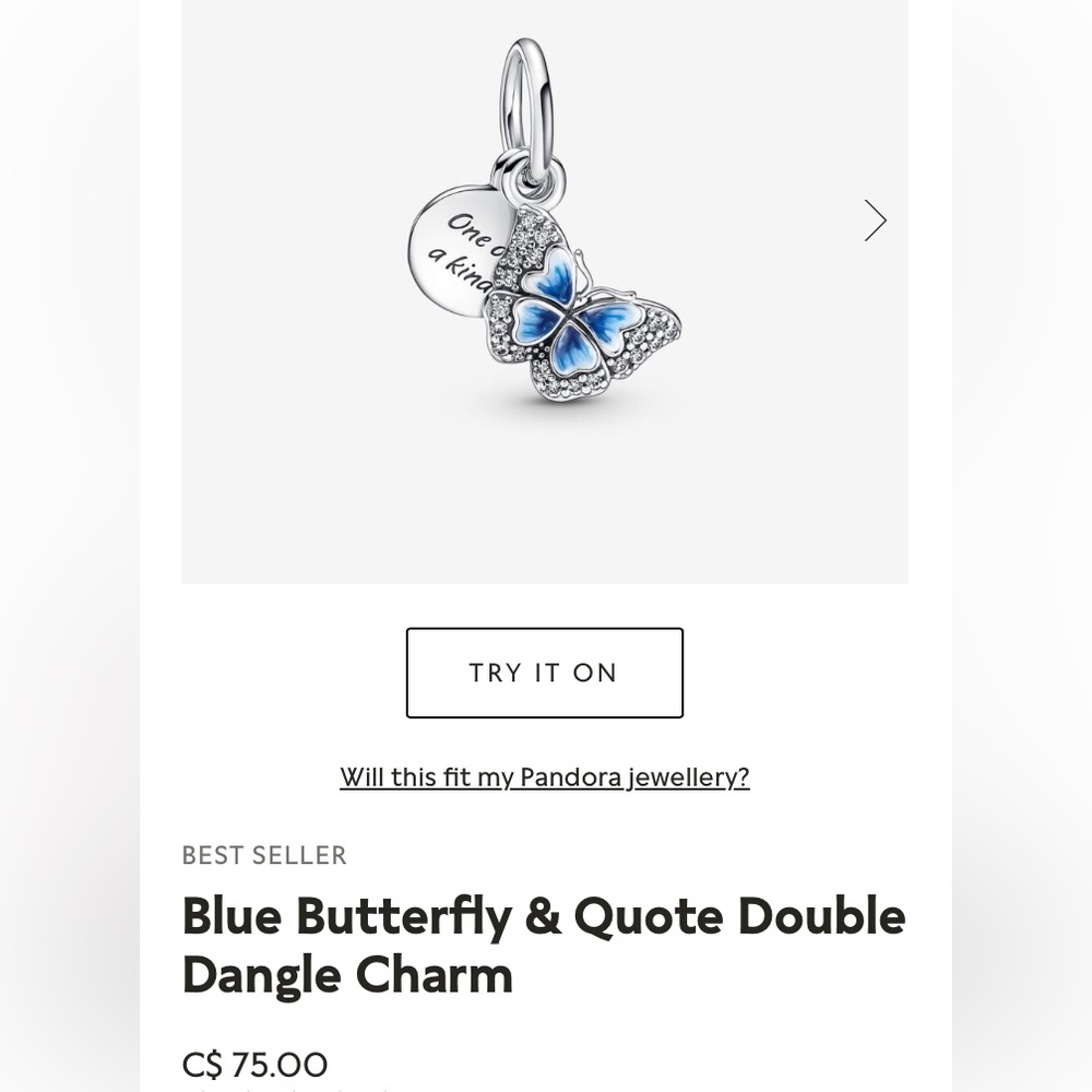 🦋ABSOLUTELY BEAUTIFUL BUTTERFLY DANGLE CHARM WILL FIT ALL PANDORA BRACELETS 🦋